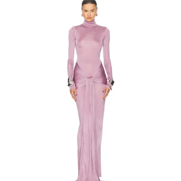 Helsa Slinky Jersey Sarong Maxi Dress In Elderberry - Picture 2 of 15